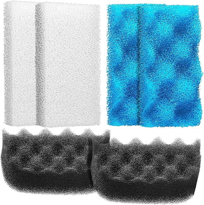 6 Pcs Aquarium Filters Bio Sponge Sets Compatible with fluval 106/107, Including 2 Blue 2 White 2 Black Bio Sponge for Replacement Filter Media Kit