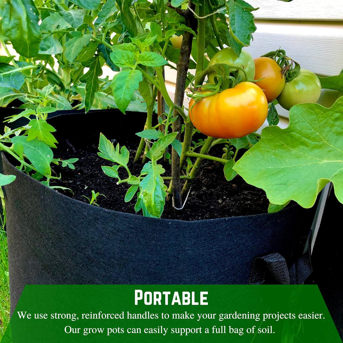Farm Plastic Supply - 15 Gallon Fabric Grow Bags - (10 Pack) - Nonwoven Fabric Pots with Handles, Grow Bag, Plant Grow Bags, Garden Bag, for Farming, Gardening, Agriculture