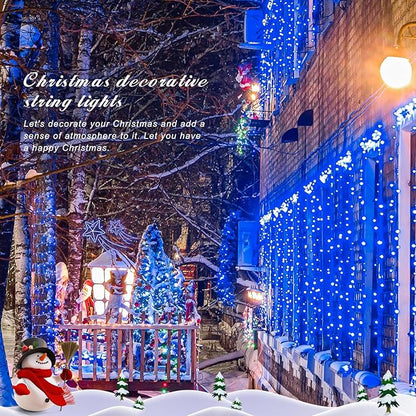 JMEXSUSS 150 LED Blue String Lights Indoor Outdoor Waterproof, Connectable 59 Ft Plug in String Lights, 8 Modes Blue Christmas Lights for Bedroom, Patio, Party, Holiday Decorations