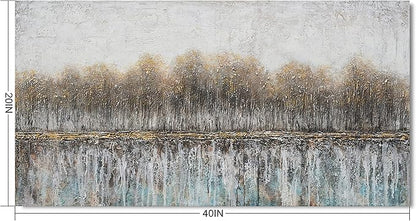NdcSkyArt Canvas Wall Art for Bedroom, Tree Farmhouse Wood Neutral Watercolor Painting Gray Brown Silver Birch Prints for Rustic Home Living Room Sofa Background Decor