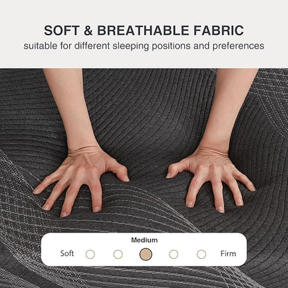 Queen Mattress 14 Inch Charcoal Memory Foam in a Box, CertiPUR-US Certified, Fiberglass Free, Gel Double Mattress, Made in The USA of US Foam, 80" × 60" × 14", Medium