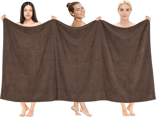 Cotton Paradise 100% Cotton 40x80 Oversized Bath Sheet, Extra Large Turkish Bath Towels for Bathroom, Brown Bathsheet