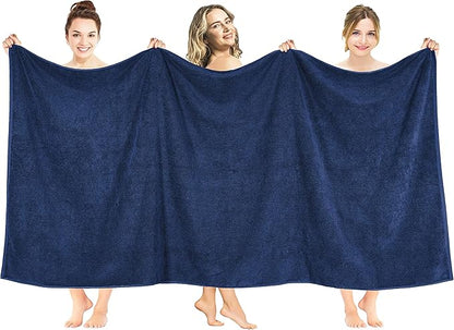 American Soft Linen Oversized Bath Sheet 40x80 Extra Large for Bathroom, 600 GSM 100% Cotton Turkish Jumbo Bathsheet Towels for Adults, Navy Blue Bath Sheet