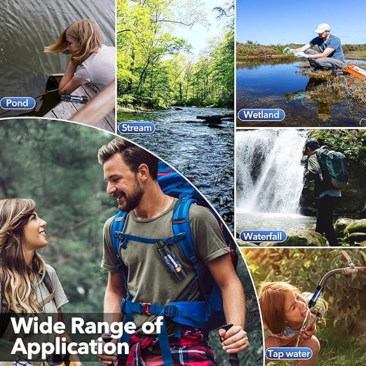 Water Filter Straw - Personal Water Purifier, Camping Water Filtration System, Straw Water Purification - Outdoor Emergency and Survival Gear for Hiking, Camping and Travel (2pcs)