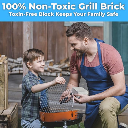 Heavy Duty, Non-Toxic Grey Grill Brick Cleaner 8 Pack. Reusable Chemical Free BBQ Pumice Cleaning Block for Flattops, Grills and Griddles. Non Scratch Grillstone is the Perfect Barbecue Scouring Tool