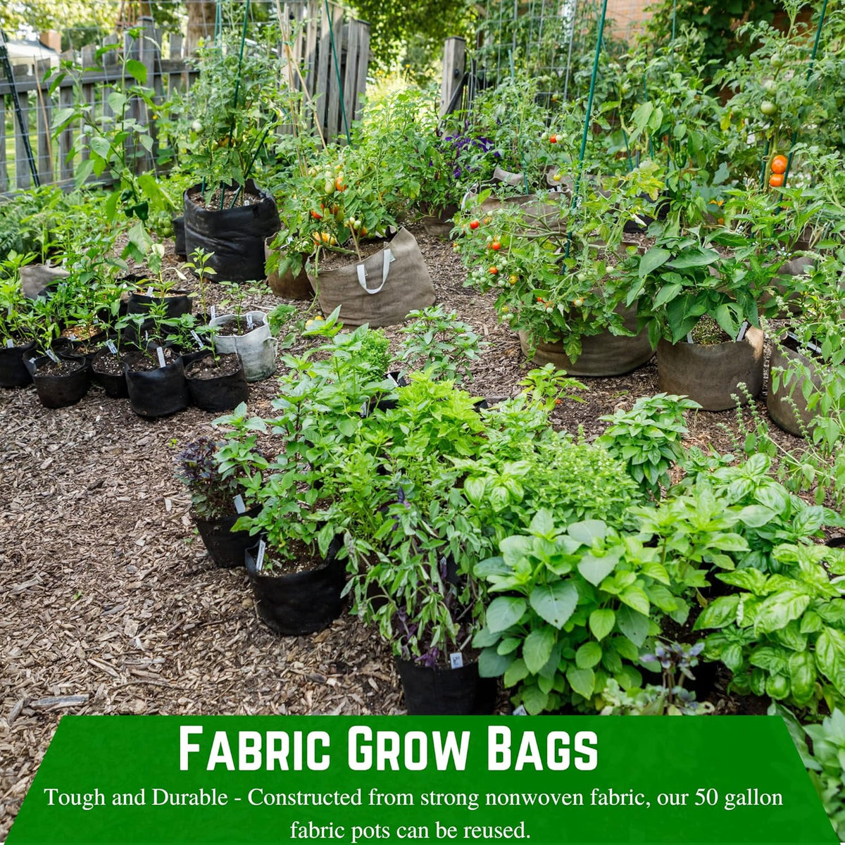 Farm Plastic Supply - 20 Gallon Fabric Grow Bags - (10 Pack) - Nonwoven Fabric Pots with Handles, Grow Bag, Plant Grow Bags, Garden Bag, for Farming, Gardening, Agriculture