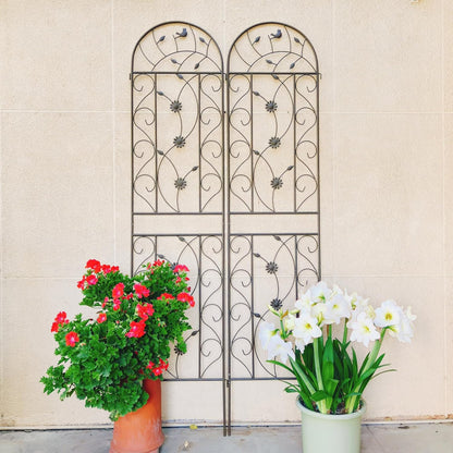 Garden Trellises, 2 Pack Brown Metal Coated Rustproof Trellis for Climbing Plants Outdoor, Roses, Vines, Flowers, and Vegetables-19.7×86.7 inches