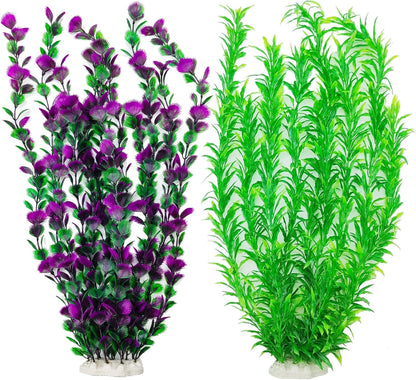 20.47 Inch Tall Aquarium Plants – Large Lifelike Artificial Fish Tank Decorations, 2 Pcs Fish Tank Plants Plastic，Durable & Safe for Freshwater/Saltwater Aquariums (Green (Style D))