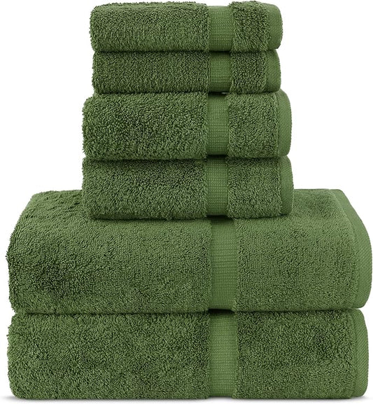 Chakir Turkish Linens Luxury Spa and Hotel Quality Premium Turkish Cotton 6-Piece Towel Set (2 x Bath Towels, 2 x Hand Towels, 2 x Washcloths)