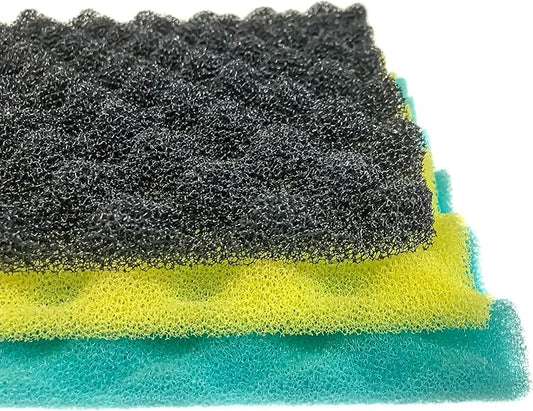 Wave Point Aquarium Bio Sponge Foam Filter Media Pad Cut-to-fit for Fish Tank Sump Pond 17" x 11" x 1/2" to 1" (1 Set (3 PCS))