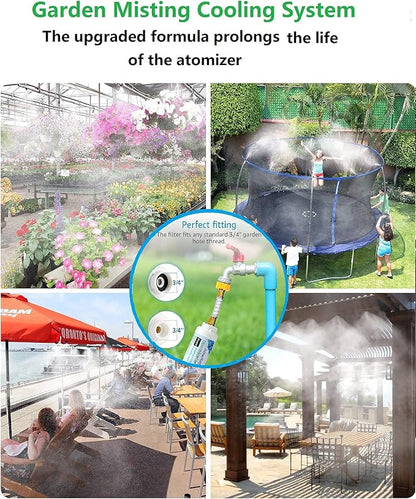 H&G lifestyles Misting System Calcium Inhibitor Filter for Patio Misters Inline Water Filter Effectively Reduce Hard Water Spots, Soften Water (Pack of 2)