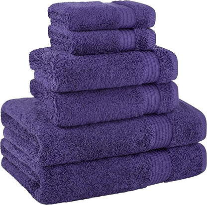 Cotton Paradise 6 Piece Towel Set, 100% Cotton Soft Absorbent Turkish Towels for Bathroom, 2 Bath Towels 2 Hand Towels 2 Washcloths, Purple Towel Set