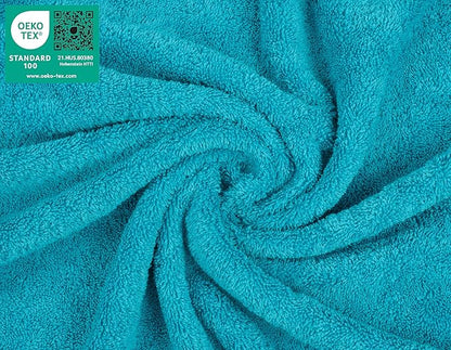 American Soft Linen Luxury Washcloths for Bathroom, 600 GSM 100% Cotton 4 Piece Turkish Wash Cloth Set, 13x13 in Soft Rags for Body and Face, Aqua Blue Washcloths