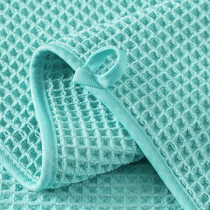 New Microfiber Waffle Bath Towels, 2 Pieces, Oversized, Soft, Absorbent, Fast Drying, Lint Free (Turquoise)