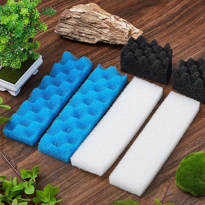 6 Pcs Aquarium Filters Bio Sponge Sets Compatible with Fluval 406/407, Including 2 Blue 2 White 2 Black Bio Sponge for Replacement Filter Media Kit