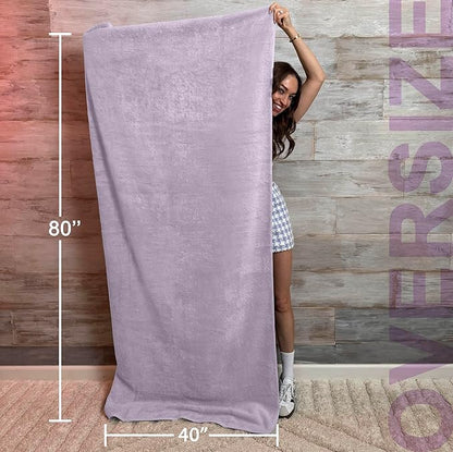 TEXTILOM 100% Turkish Cotton Oversized Luxury Bath Sheets, Jumbo & Extra Large Bath Towels Sheet for Bathroom and Shower with Maximum Softness & Absorbent (40 x 80 inches)- Lilac
