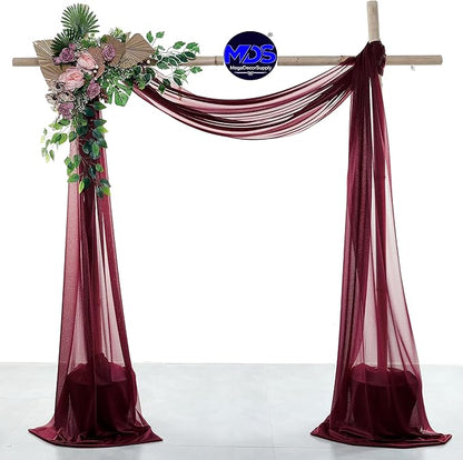 MDS Halloween Chiffon Draping Fabric - 2 Panel, 30" Wide x 100ft Long - Sheer Spooky Arbor & Canopy Drapery for Haunted House Backdrops, Party Ceilings, DIY Costumes & Themed Events - Burgundy