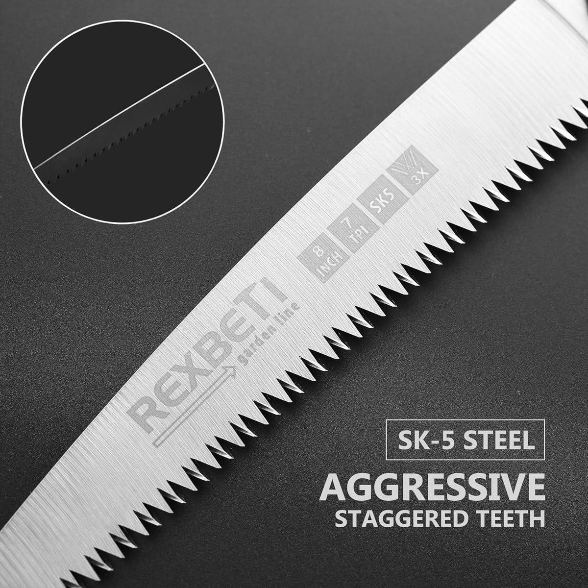 REXBETI Folding Saw - 8 Inch Blade for Wood & Dry Wood Pruning, Compact Design, SK-5 Steel