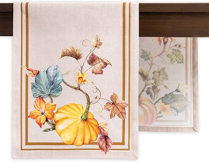 Maison d' Hermine Table Runner 100% Cotton Single Layer Table Runners 60 inches Long for Thanksgiving Christmas Decorations Home Kitchen Dining Party Wedding (Potiron, 14.5" x 60")