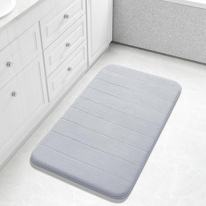 Yimobra Large Bath Mat 36"x24", Super Soft Quick Dry Memory Foam Bathroom Rug, Water Absorbent, Non Slip Backing Machine Washable for Tub Shower, Thick Comfort Support, Silver