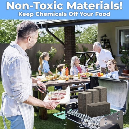 Non-Toxic Restaurant-Grade Grill Cleaning Brick 4Pk. Reusable Non-Scratch Pumice Stone Bricks for Smoker Flat Top Grill BBQ Grate Flattop and Cast Iron. Best 4x4x8 Griddle Cleaner Tool Block.