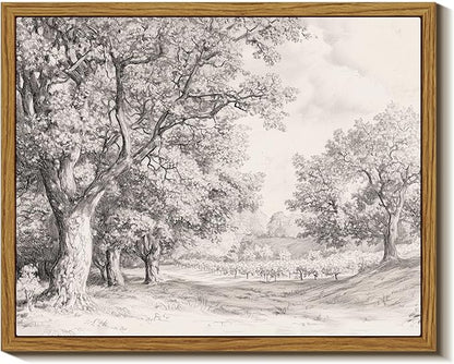InSimSea Framed Wall Art for Living Room Tree Forest Canvas Art Wall Decor Retro Farmhouse Artwork Watercolor Landscape Picture Prints Rustic Gallery Boho Vintage Botanical Bedroom Office Decor 8x10In