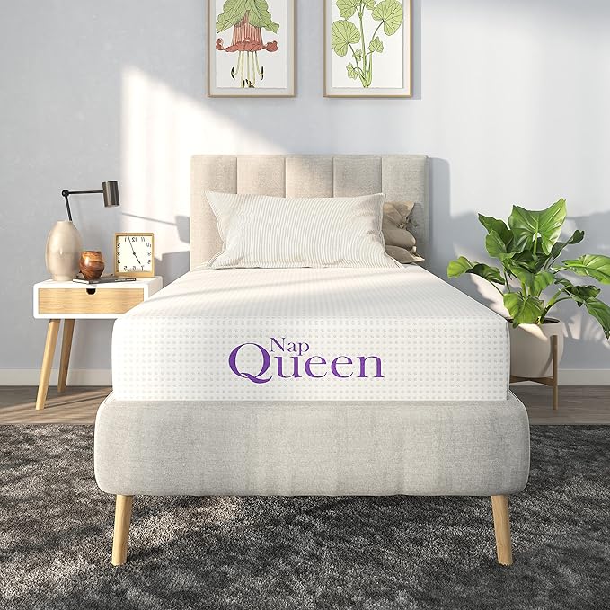 NapQueen Twin-XL Mattress, 12 Inch Charcoal Memory Foam, CertiPUR-US Certified, Bed in a Box