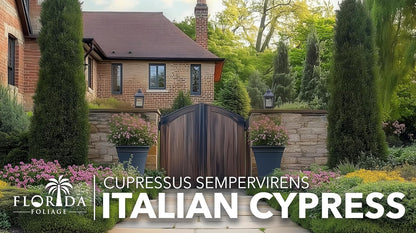 Italian Cypress | 1 Large Gallon Size Tree | Cupressus sempervirens | Narrow Evergreen Plants | Tall Privacy Landscaping | Upright Ornamental Outdoor Plant