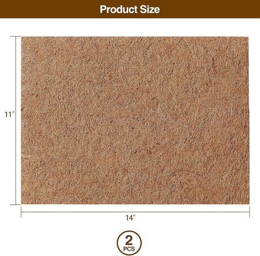 MAXPACE Natural Coconut Coir Liner Sheets - 14x11inch 2 Pcs Coco Fiber for Plant, Planter, Window Basket, Garden Decoration, and Pet Reptile Carpet or Mat