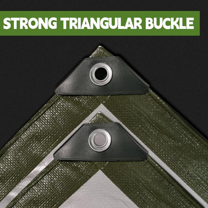 Green/Silver Heavy Duty Waterproof Tarp 10x10FT, 12mil Thick，Multifunctional tarp Whit Tear&Fade Resistant,UV Resistant,with Grommets and Reinforced Edges.