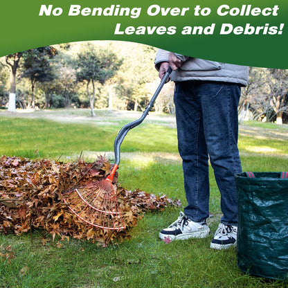Walensee Leaf Grabber Rake with Long Steel Handle, Heavy Duty Leaf Picker Upper & Garden Claw, Multi-Use Leaves Scoop and Hands Rake for Lawn & Yard Shrub Cleanup