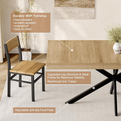 Extendable Dining Room Table for 4 6 8, 55"-70.9" Large Rectangle Kitchen Table,Wood Expandable Dining Table with Hidden Leaf & Storage, Space Saving, For Kitchen Dining Living Room,Diner Table,Oak