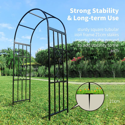 Arbors, Curved Metal Endurable Iron Trellis Plants Stand Use for Outdoor Garden Arbor Climbing Plants Wedding Arches Ceremony