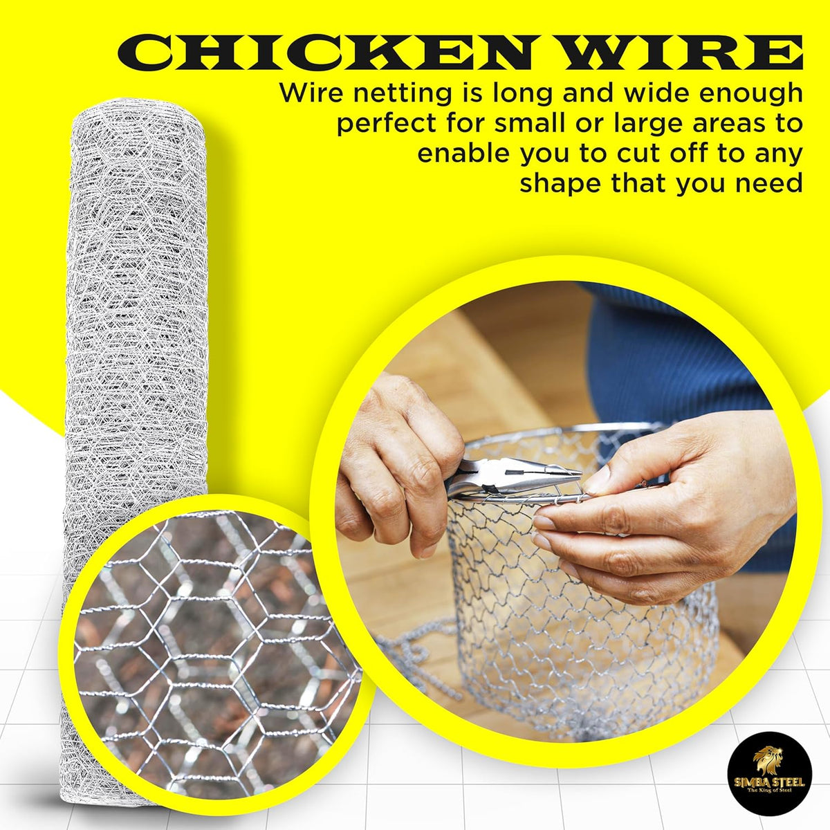 Chicken Wire 18 in x 50 FT x 2” Mesh x 20GA | Poultry Wire Netting | Hot Dipped Galvanised | Hexagonal Galvanized Mesh for Chicken Coop, Rabbit Cage, Fence Barrier PM18x50x2