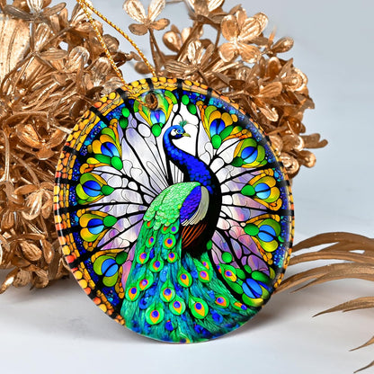 Colorful Ceramic Peacock Christmas Ornament, Peacock Ornaments for Christmas Tree, Holiday Decorations, Christmas Decor, Peacock Lovers, Peacock Gifts, Christmas Ornament Gift Ideas
