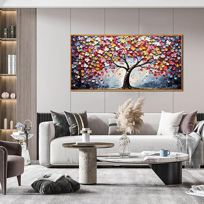 Framed Canvas Wall Art for Living Room Bedroom Office Large Tree of Life Wall Art Colorful Tree Picture Modern Canvas Prints Decor Size 29x59