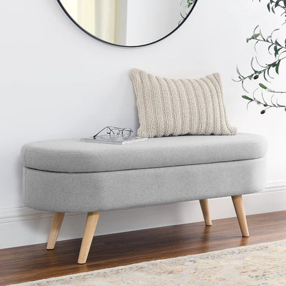Storage Bench, 43" Storage Ottoman Bench for Bedroom, Upholstered Entryway Benches with Seating, Rubber Wood Legs, Shoe Storages Benches for Bedroom, Living Room, Entryway, Bed Side, Grey
