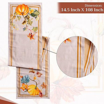 Maison d' Hermine Table Runner 100% Cotton Double Layer Table Runners 108 inches Long for Thanksgiving Christmas Decorations Home Kitchen Dining Party Wedding (Potiron, 14.5" x 108")