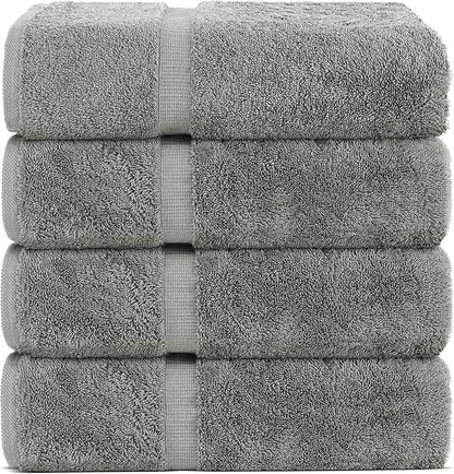 Chakir Turkish Linens Premium Cotton Absorbent Turkish Towels (Bath Towel - Set of 4, Gray)