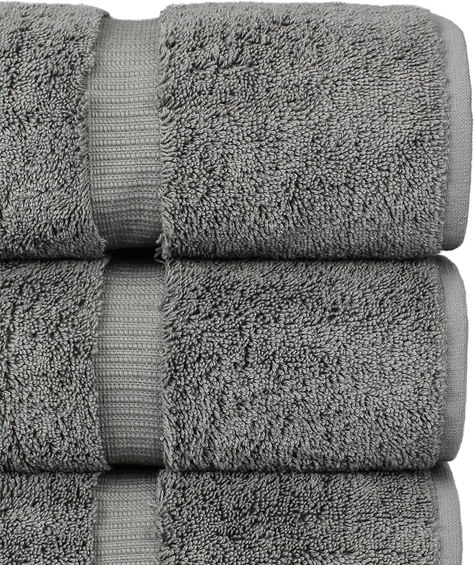 Chakir Turkish Linens 100% Cotton Premium Turkish Towels for Bathroom | 27'' x 54'' (4-Piece Bath Towels - Gray)