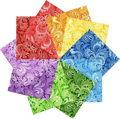 4"x 4" 200 PCS 100% Cotton Floral Fabric Squares Bundles Quilting Supplies for Sewing DIY & Quilt Beginners— Paisley
