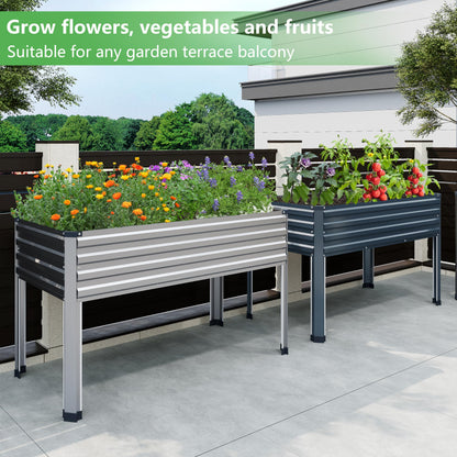 DIIYIV Galvanized Raised Garden Bed with Legs,2PCS 48×24×30in Elevated Planter Box for Backyard,Outdoor Garden, Patio, Balcony, 350lb Capacity,Silver