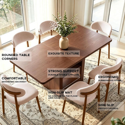 Extendable Dining Table Set for 6, Modern 7-Piece Kitchen Table and Chairs with Storage Shelves, 59" to 71" Adjustable, Space-Saving Rectangular Dining table Set, for Kitchen, Living Room & Office