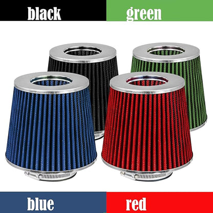 Mortar Aftermarket Auto Air Filter Replacement - Car Enthusiast Class Universal Cold Air Intake Gulps in More Air for More Engine Power & Passionate Induction Sound, 2.75 In, Green