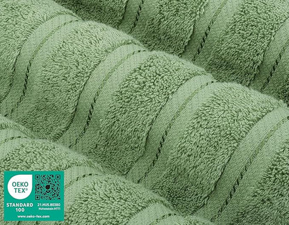American Soft Linen Luxury 4 Piece Bath Towel Set, 600 GSM 100% Cotton Turkish Bath Towels for Bathroom, 27x54 in Large Bathroom Shower Towels, Sage Green