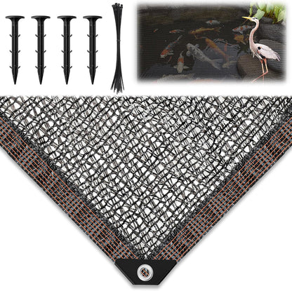 Koi Pond Netting Kit 12 x 30ft, Heavy-Duty Pe, Bird Deer Fence Netting, Durable Net Cover for Leaves, Protect Fish from Blue Heron Bird, Cats & Predators, Stakes & Ties Included