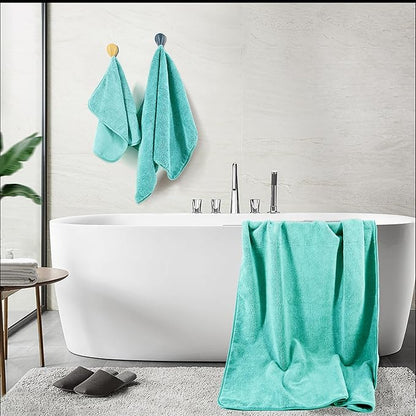 POLYTE Oversize, 60 x 30 in., Quick Dry Lint Free Microfiber Bath Towel Set, 6 Piece (Aqua)