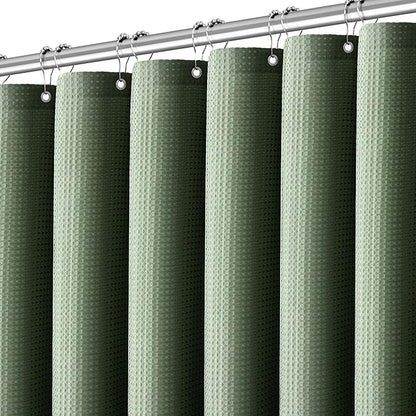 Sage Green Shower Curtain for Bathroom Waffle Textured Heavy Duty 78 Inch Shower Curtain Set for Bathroom, Water Repellent 256GSM Neutral Fabric Shower Curtains with 12 Metal Hooks, 72Wx78H