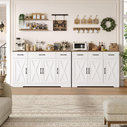 HOSTACK Kitchen Buffet Sideboard Storage Cabinet, Coffee Bar Cabinet, White
