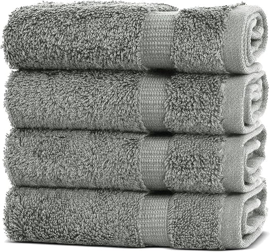 Chakir Turkish Linens | Hotel & Spa Quality 100% Cotton Premium Turkish Towels | Soft & Absorbent (4-Piece Washcloths, Gray)